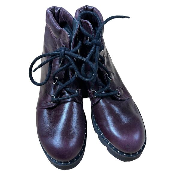 Montelliana NWOB Claudine Leather Lug Sole Boot in Bordeaux Size 40 (US 10) - Picture 5 of 10